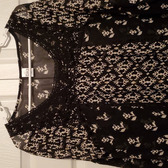 NWOT Bila Women's Boho Style Black & White Floral Sheer Top  Size XXL - Picture 2 of 10